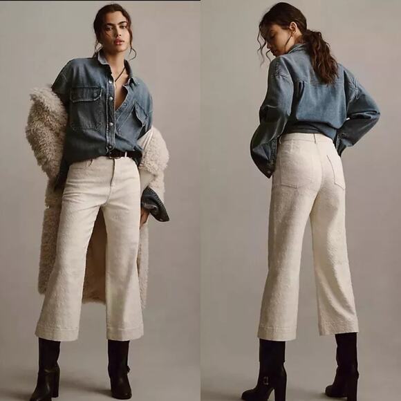 Pilcro Pants - Anthropologie Pilcro The Skipper Wide Leg Jeans Cavo Wash Cream NWT Size 26
